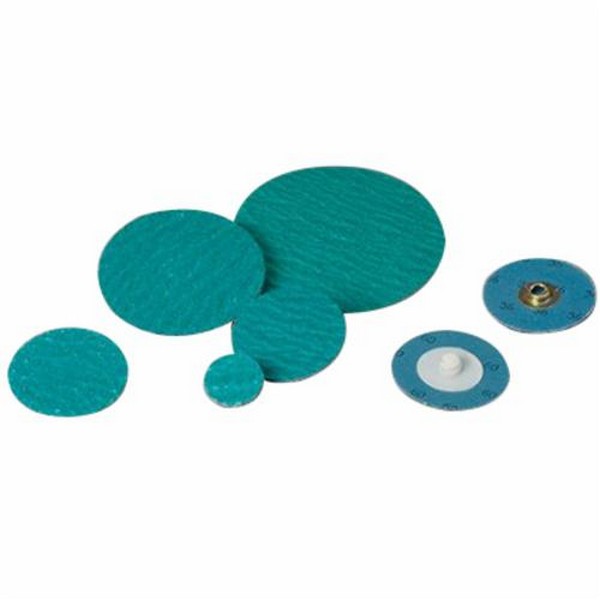Zirc Coated Abrasive Quick-Change Disc, Type TS Attachment, 1-1/2 in Diameter Disc, Zirconia Pro Abrasive, 36 Grit, Extra Coarse Grade, 2-Ply Cloth Backing, Y-Weight Backing Weight, 25000 RPM Maximum, Green