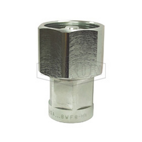 Wingstyle Interchange Hex-Nut Female Coupler, Series: DQC W, 1-11-1/2 Nominal, Female NPTF, 1-15/32 in Hex, 3.33 in Length, 4000 psi, -40 to 250 °F, Steel, Polished Chrome, 2.33 in OD