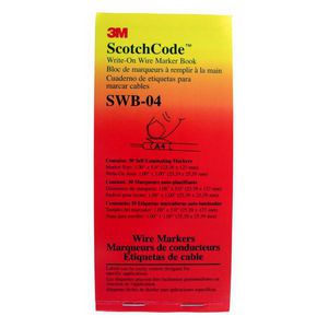 Wire Marker Book, Blank Write-On, Series: SWB, 5 in Length, 1 in Width, White Legend/Background, Vinyl Film