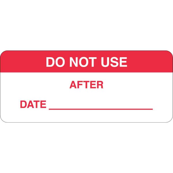 Write-On Inspection Label, Non-Reflective Rectangular Self-Adhesive, 1-1/2 in Width, Legend: DO NOT USE AFTER DATE, Red on White Legend/Background, B-747 Polyester, For Use With: Calibration, Testing, Repair Tools and Equipment, 364 per Pack Labels