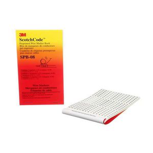 Wire Marker Book, Pre-Printed, Series: SPB, 1.37 in Length, 0.22 in Width, Legend: 1 - 15, 16 - 90, A - Z, +, -, /, 0, Black/White Legend/Background, Vinyl Impregnated Cloth Film