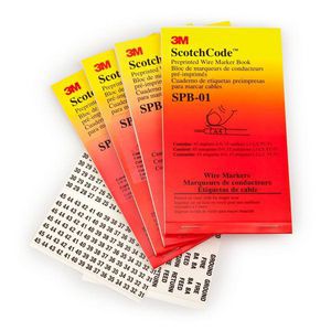 Wire Marker Book, Blank Pre-Printed, Series: SPB, 1.37 in Length, 0.22 in Width, Legend: Alarm System Legend Assortment, 1 - 15, 16 - 45, Black/White Legend/Background, Vinyl Impregnated Cloth