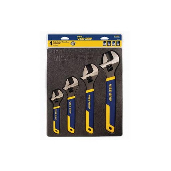Wrench Tray Set, Adjustable, Imperial System of Measurement, 6 in, 8 in, 10 in, 12 in Size, 4 Piece, Steel, Polished Chrome
