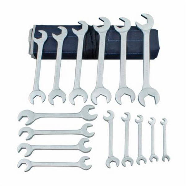 Wrench Set, Metric, 15 Piece, Forged Alloy Steel, Chrome