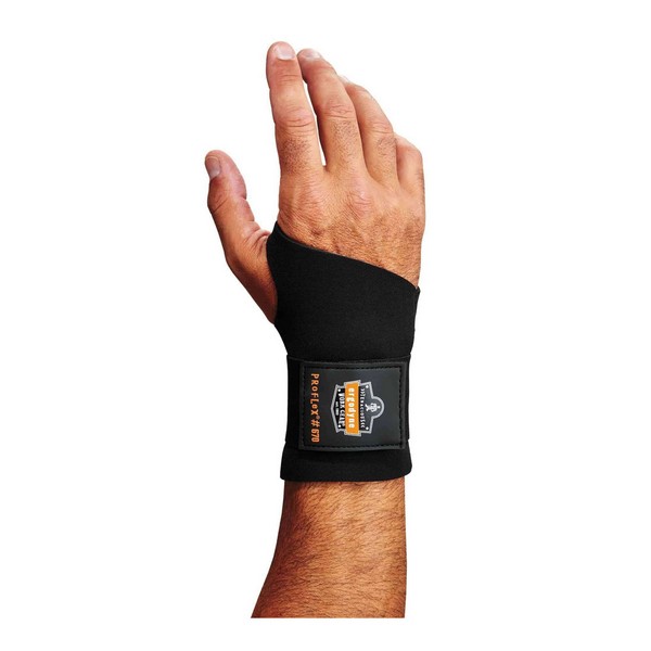 Wrist Support, XL, Fits Wrist Size 8 in and Over, Ambidextrous Hand, Reversible Hook and Loop Wrist Strap Closure, Black