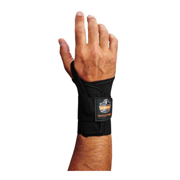 Wrist Support, XL, Fits Wrist Size 8 in and Over, Right Hand, 2-Stage Hook and Loop Wrist/Elastic Closure, Black