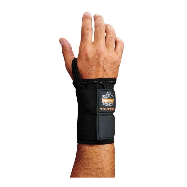 Wrist Support, M, Fits Wrist Size 6 to 7 Inch, Right Hand, 2-Stage Hook and Loop Wrist Closure, Black