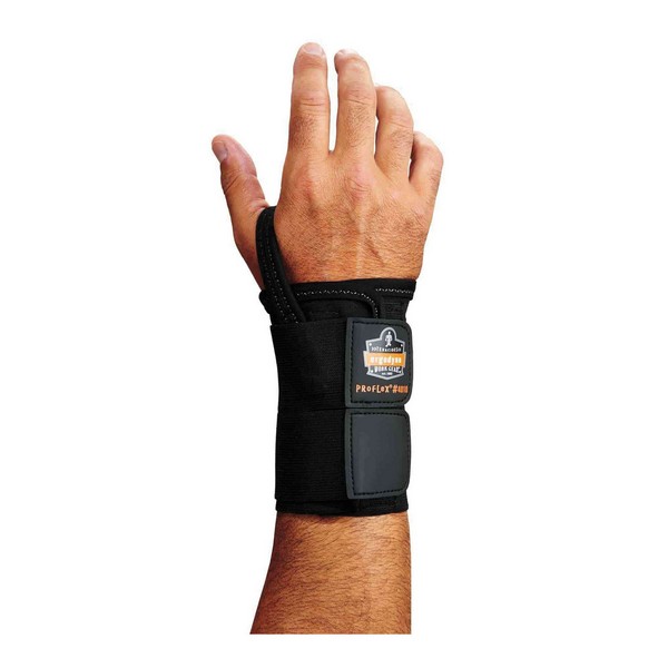 Wrist Support, XL, Fits Wrist Size 8 Inch, Right Hand, 2-Stage Hook and Loop Wrist Closure, Black