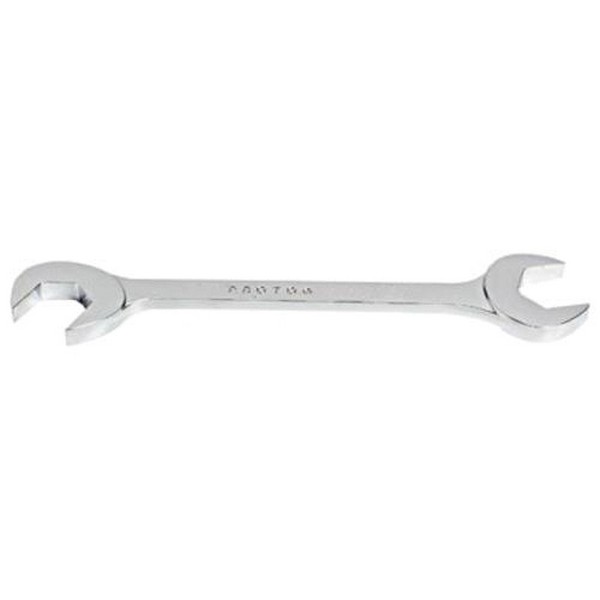 Wrench, Open End, Measurement System: Imperial, Angled Wrench, 1-1/2 in Wrench Opening, 5-3/4 in Overall Length, 2-3/4 in Open End Width, 15/32 in Open End Thickness, Head Angled/Double, 15/60˚ Head, 1-31/64 in Throat Depth, Flat Handle, Specifications Met: ASME B107.100, Nickel, Full Polished