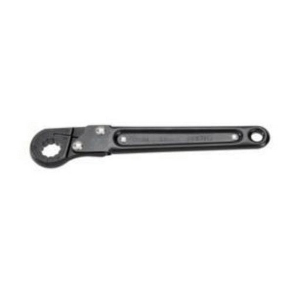Wrench, Flare Nut Single Head, Measurement System: Metric, Ratcheting Wrench, 14 mm Wrench Opening, 12 Points, 7-1/4 in Overall Length, 15˚ Offset, 1-5/16 in Open End Width, 3/8 in Open End Thickness, Specifications Met: ASME Specified, Carbon Steel, Black Oxide