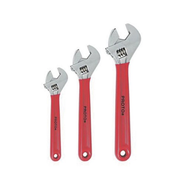 Wrench Set, Adjustable, Imperial System of Measurement, 1-1/8 to 1-1/2 in, 3 Piece, Cushion Grip, Open End Drive, Alloy Steel, Satin
