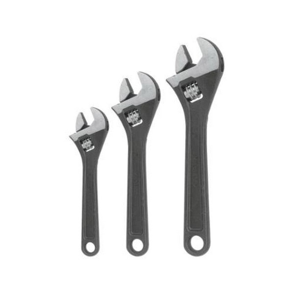 Wrench Set, Adjustable, Imperial System of Measurement, 1-1/8 to 1-1/2 in, 3 Piece, Open End Drive, Black Oxide