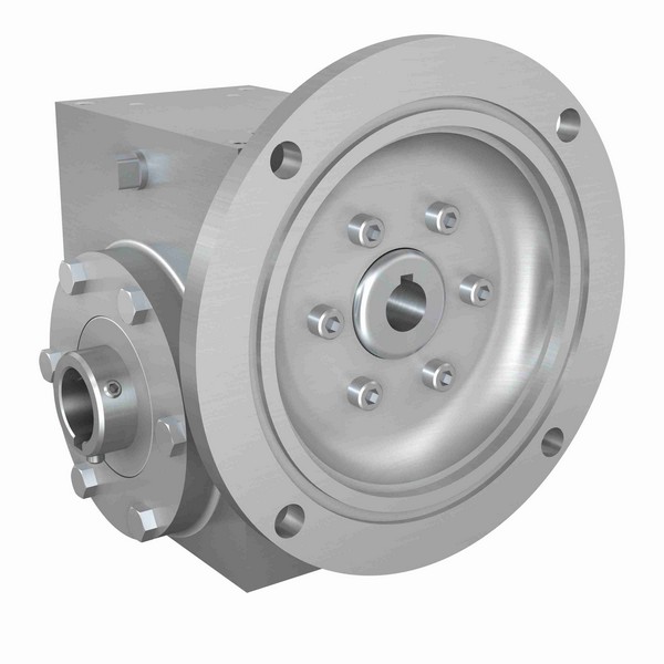 Worm Gear Reducer, Right Angle Single Reduction Style A, 15:1 Gear Ratio, 1.224 hp Input, C-Face Quill Input, Hollow Bore Output, 5/8 in Dia Input, 1 in Dia Output, 116.7 rpm Output Maximum Speed, 1750 rpm Input Maximum Speed, 571 in-lb Output, 1-3/4 in Center Distance, 86.4 % Efficiency, Horizontal Standard Mount, 316 Stainless Steel