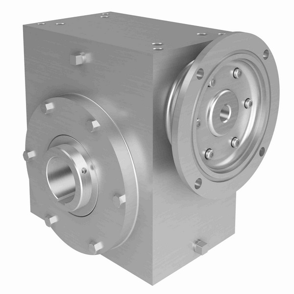 Worm Gear Reducer, Right Angle Single Reduction Style A, 40:1 Gear Ratio, 2.926 hp Input, C-Face Quill Input, Hollow Bore Output, 7/8 in Dia Input, 1.938 in Dia Output, 43.75 rpm Output Maximum Speed, 1750 rpm Input Maximum Speed, 3303 in-lb Output, 3-1/4 in Center Distance, 3/16 x 3/32 in Input, 78.4 % Efficiency, 316 Stainless Steel