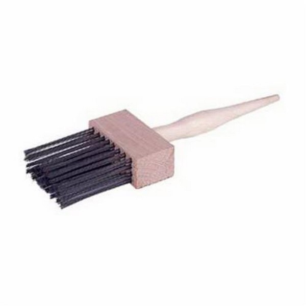 Wire Duster, 3 x 1-1/8 in Brush, 2-1/2 in Trim Length, Steel Trim, 4 x 8 Rows, Wood Handle