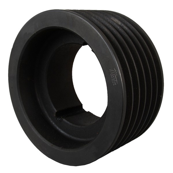 Wedge Sheave, Type A Web, Bushed Bore, 1/2 to 2-1/4 in Bore, 10.6 in OD, 10.55 in Pitch Diameter, 6 Grooves, 2-23/32 in Face Width, TB 2517 Bushing, 1-3/4 in Overall Length, For Use With: 3V Cross Section Belt, Cast Iron
