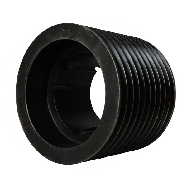 Wedge Sheave, Type A Solid, Bushed Bore, 1 to 2-3/4 in Bore, 8-1/2 in OD, 8.4 in Pitch Diameter, 10 Grooves, 7-3/16 in Face Width, TB 3030 Bushing, 3 in Overall Length, For Use With: 5V Cross Section Belt, Cast Iron