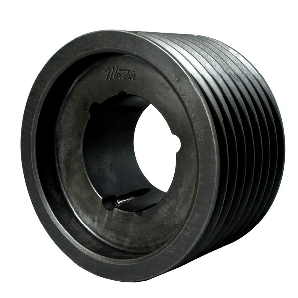Wedge Sheave, Type A Solid, Bushed Bore, 1-1/2 to 3-1/4 in Bore, 10.3 in OD, 10.2 in Pitch Diameter, 8 Grooves, 5-13/16 in Face Width, TB 3535 Bushing, 3-1/2 in Overall Length, For Use With: 5V Cross Section Belt, Cast Iron